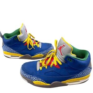 Jordan Son of Mars Low 580603-433 Size 10.5 Used Blue Yellow Elephant Print 2013